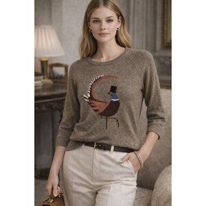 Jack Wills Lambswool Pheasant Sweater Women’s US 4 Brown Crewneck Knit Preppy